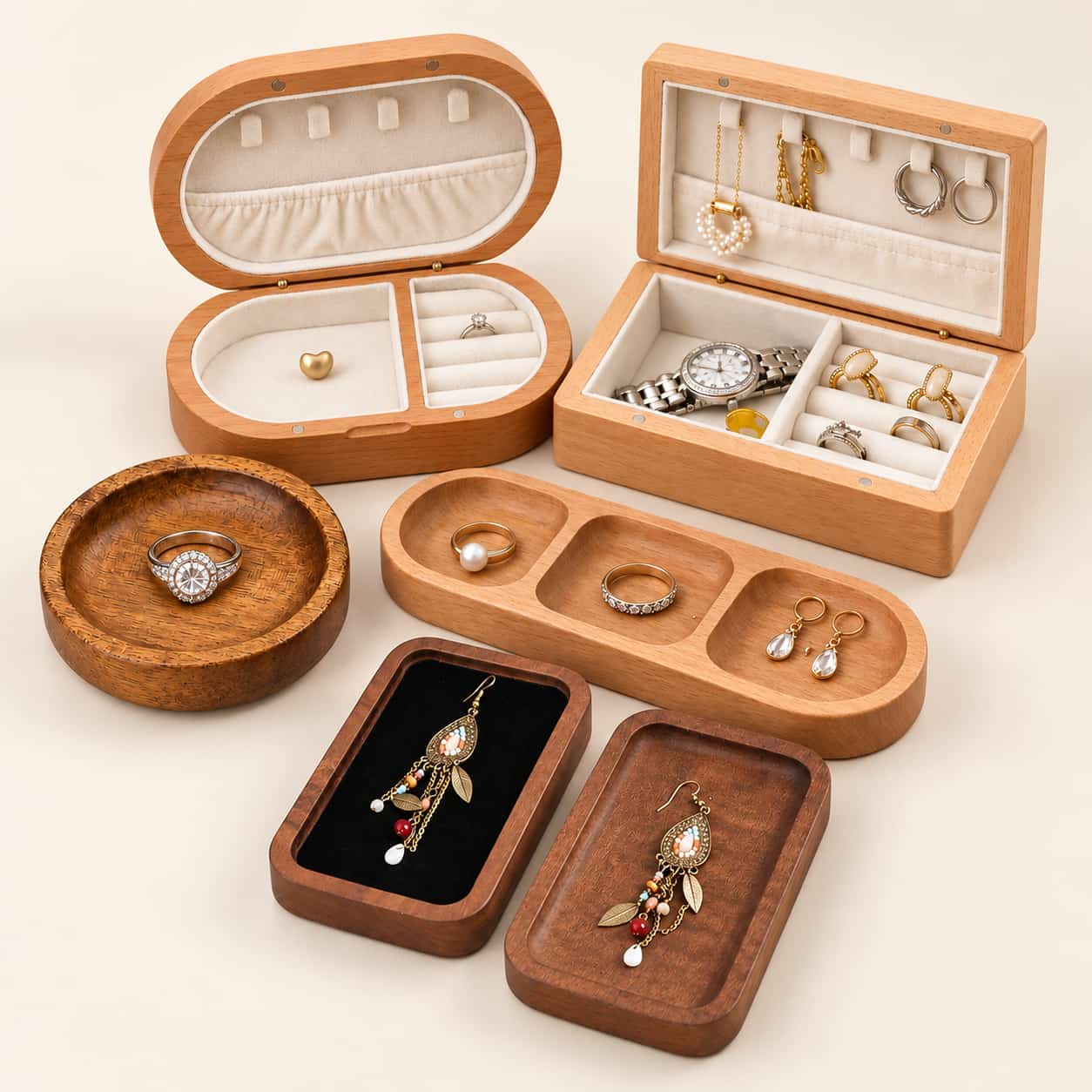 Wooden Jewelry Boxes & Dishes