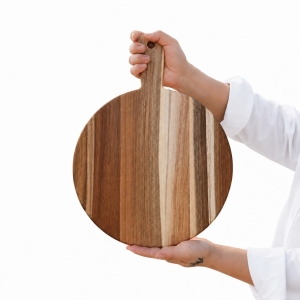 Natural Acacia Wood Cutting Board with Handle