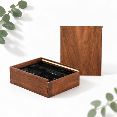 WholesaleBrown Painted Plywood Sliding Lid Gift Box for Wedding Gifts