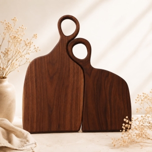 Custom Walnut Couple Charcuterie Board with Handle