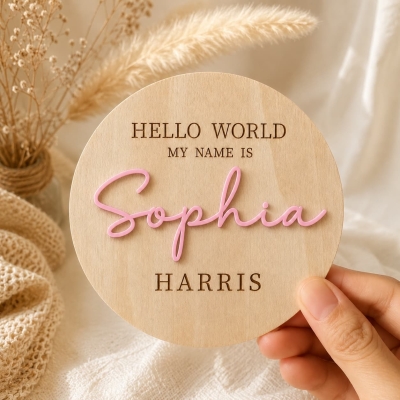 Bulk Personalized Newborn Name Wooden Plaque Gift for Baby Showers