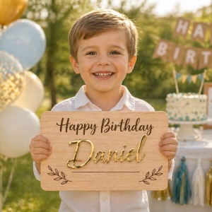 Personalized Wooden Birthday Sign for Kids Custom Party Decor