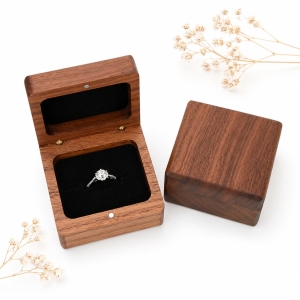 Personalized Walnut Ring Box for Proposal and Wedding Rings