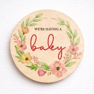 Wooden Pregnancy Announcement Sign We Are Having a Baby