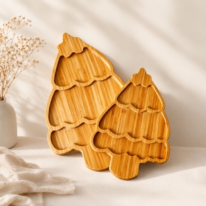 Wholesale Bamboo Christmas Tree Serving Tray for Gifts