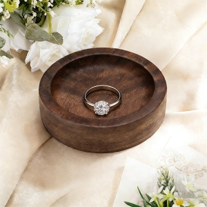 Walnut Wooden Ring Dish for Jewelry and Wedding Rings