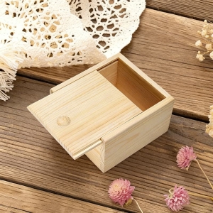 Custom Small Wooden Keepsake Box with Sliding Lid Wholesale