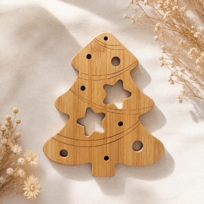 Wholesale Bamboo Holiday Coaster Set Custom Christmas Gift Ideas