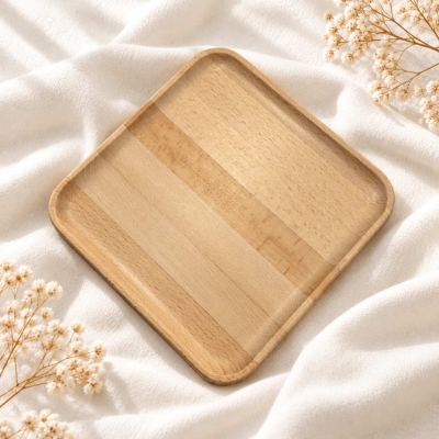 Wholesale Square Beech Wood Tray for Housewarming Gifts