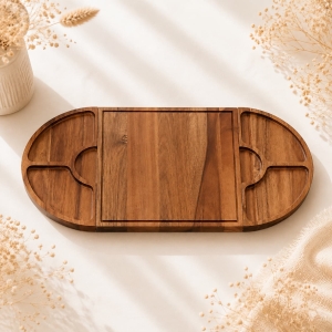 Wholesale Acacia Wood Modular Serving Tray Set for Dining