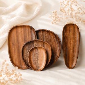 Bulk Irregular Acacia Wood Serving Tray Plate Wholesale