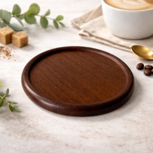 Blank Walnut Round Coaster Dark Color Wooden Coaster for Home Gift Wholesale