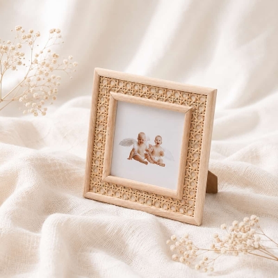 Wholesale Handmade Rattan Baby Memory Photo Frame Gift