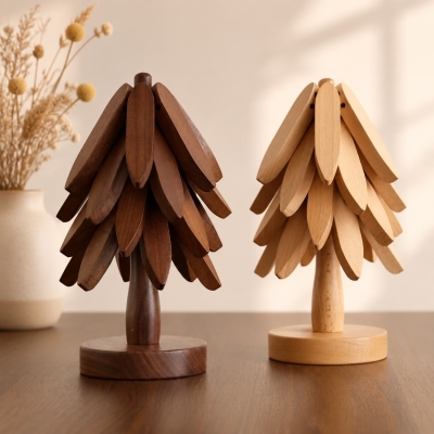 Wholesale Wooden Tree Coaster Set for Housewarming Gifts