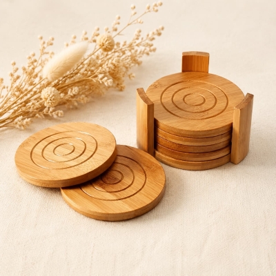 Natural Bamboo Coasters Wholesale for Home and Gift Collections