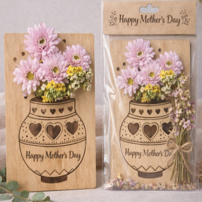 Wooden Flower Board for Mothers Day Gift Wooden Flower Holder and Display Idea