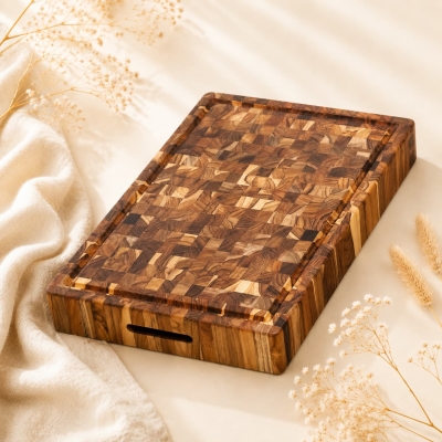 Acacia Wood End-Grain Chopping Block for Housewarming Gifts