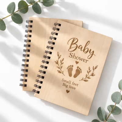 Custom Wooden Baby Memory Notebook Baby Shower Gift