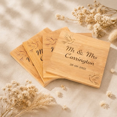 Wholesale Bamboo Wood Square Coasters for Wedding Gifts