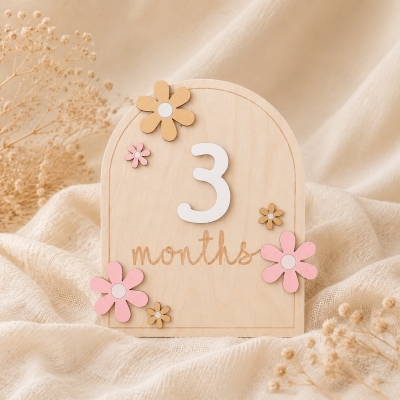 Wholesale Wooden Baby Monthly Milestone Gift Cards for Baby Gifts