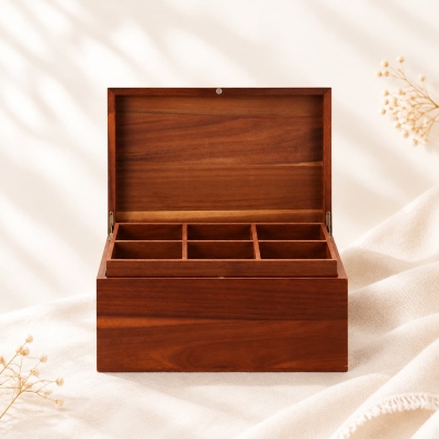 Wholesale Wooden Couple Keepsake Box with Divided Storage for Gifts