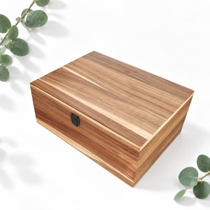 Wholesale Acacia Wood Memory Box with Custom Engraving for Newborn Gifts