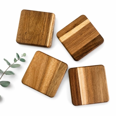 Wholesale Wooden Square Coasters Acacia Housewarming Gift