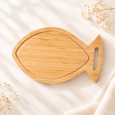 Wholesale Fish-Shaped Bamboo Cheese Board for Housewarming