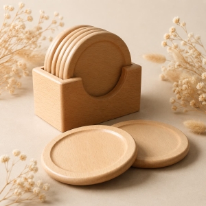 Wholesale Round Wooden Coaster Set for Housewarming Gifts