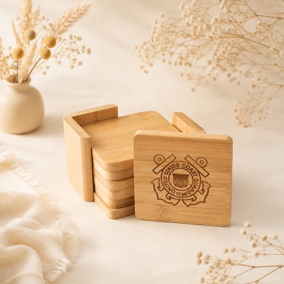 Square Bamboo Coasters Custom Logo for Corporate Gifts